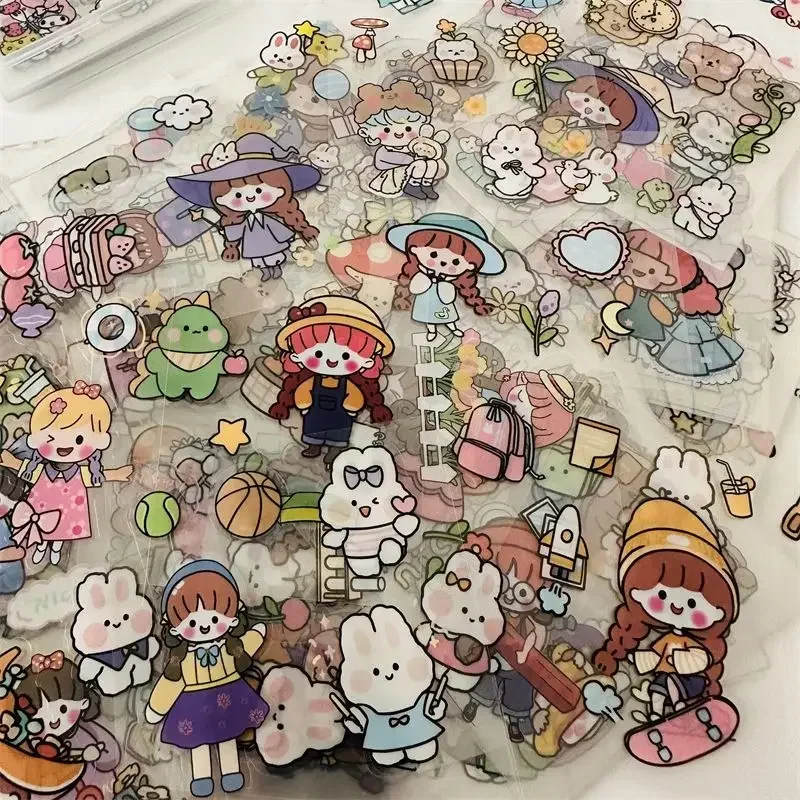 100PCS Non-repeatable Hand Account Stickers Cute Girl Cartoon Cute Decoration Waterproof Notebook Material Paper Stickers