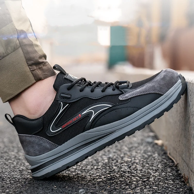 men fashion steel toe covers work shoes breathable summer tooling safety shoe security low boots platform protective footwear