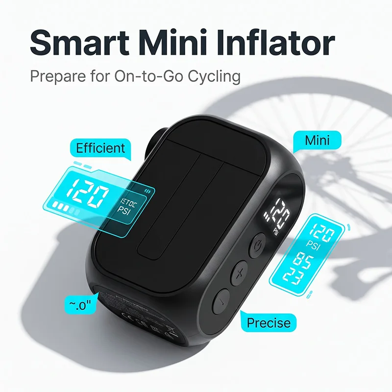 Fulguris AT1 Pro Mini Electric Pump for Bike Cordless Tire Inflator with Screen 25 Mins Fast Charging 120PSI Max 450mAh Battery