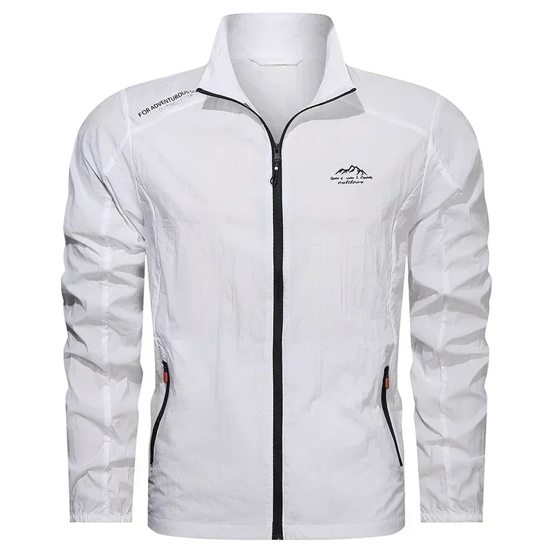UPF100+ Heren Zomer Windjack Zakken met rits Uv-zonbescherming Jassen Ademend Ultralichte kleding Outdoor Huid Dunne jassen Kamp