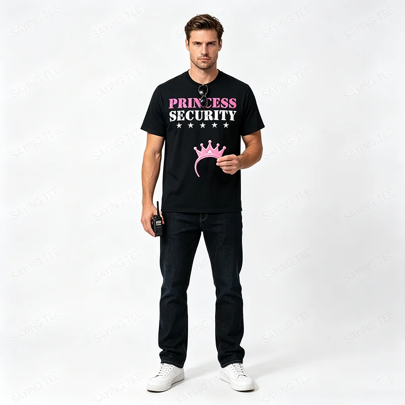 Prinzessinnen-Sicherheits-Geburtstagsparty Lustiges Papa-Mädchen-Freund-T-Shirt Y2k Herrenmode Vater-Ehemann Neuheit Geschenk Persönlichkeits-T-Shirt – Detail 8