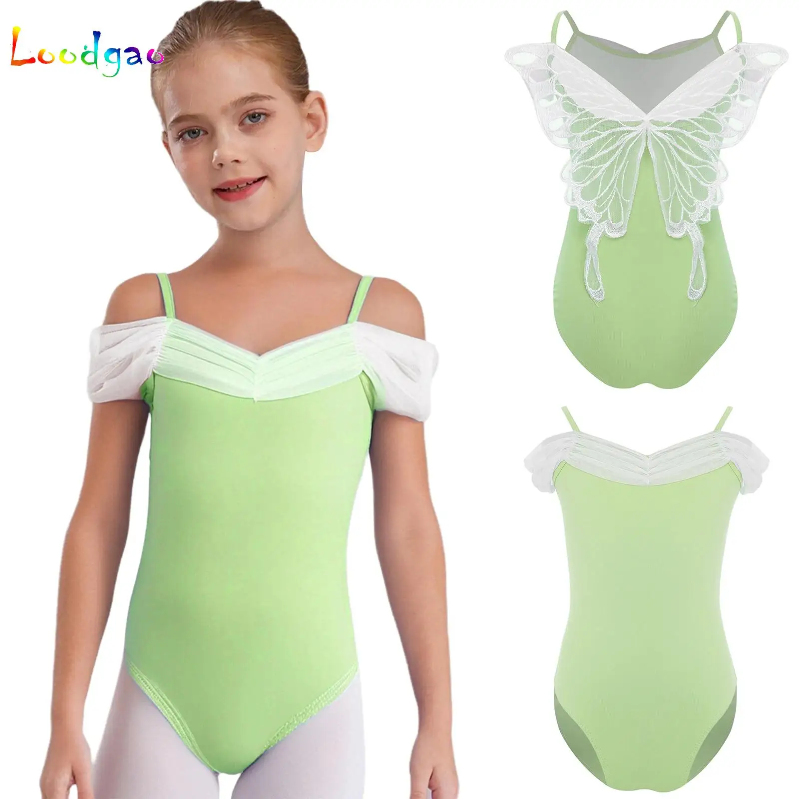 

New Girls Ballet Leotards Kids Child Sleeveless Fairy Butterfly Wing Hollow Stitching Gymnastics Leotard Professional Stage Wear