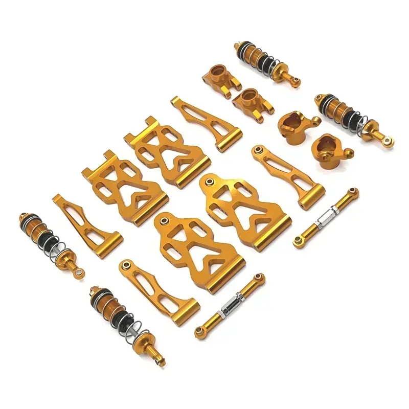 Metall-Upgrade-Teile-Set Vorderer und Hinterer Arm-Stoßdämpfer für 16101 16102 16106 16201 RC Q130A Q130B Q141 Q117 1/16 RC Auto