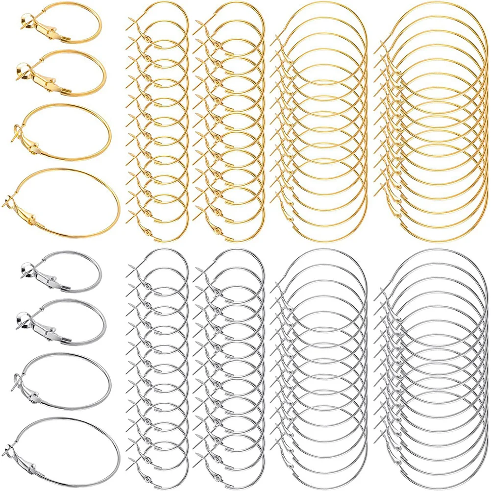 96 Pcs Earring Hoop Making Supplies Hoops Round Findings Earrings Beading Bezel Charm Pendant Jewelry