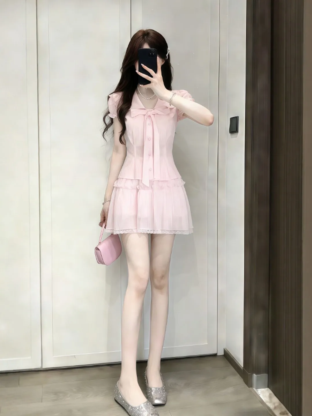 

Chic Summer Outfit Set Gentle Style Half Skirt Top Two-Piece Set Comfortable Short Sleeve Flip Collar Casual Fashion Women's Set