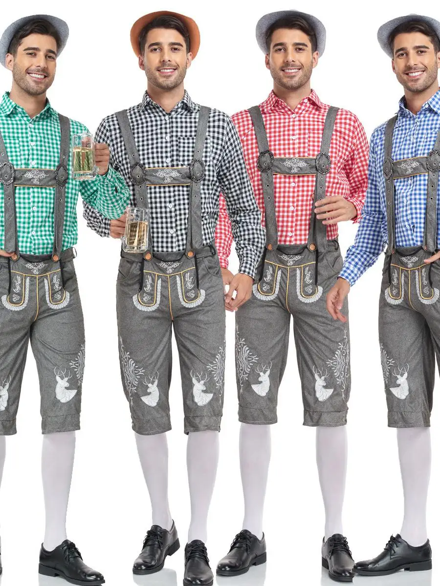 

Традиционный фестивальный клетчатый мужской комплект одежды для пива на Хэллоуин, летняя коллекция из полиэстера, бренд Sinomdy