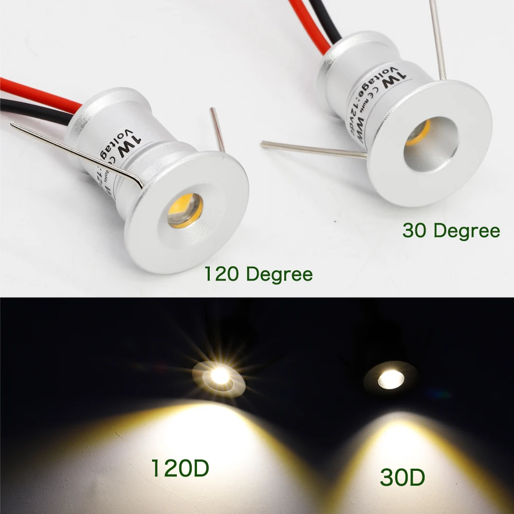 1W Mini LED Spot Light 12V Wpuszczana lampa sufitowa Downlight 15mm Cut Hole Sypialnia Kuchnia Reflektor Szafka schodowa Światło ze sterownikiem