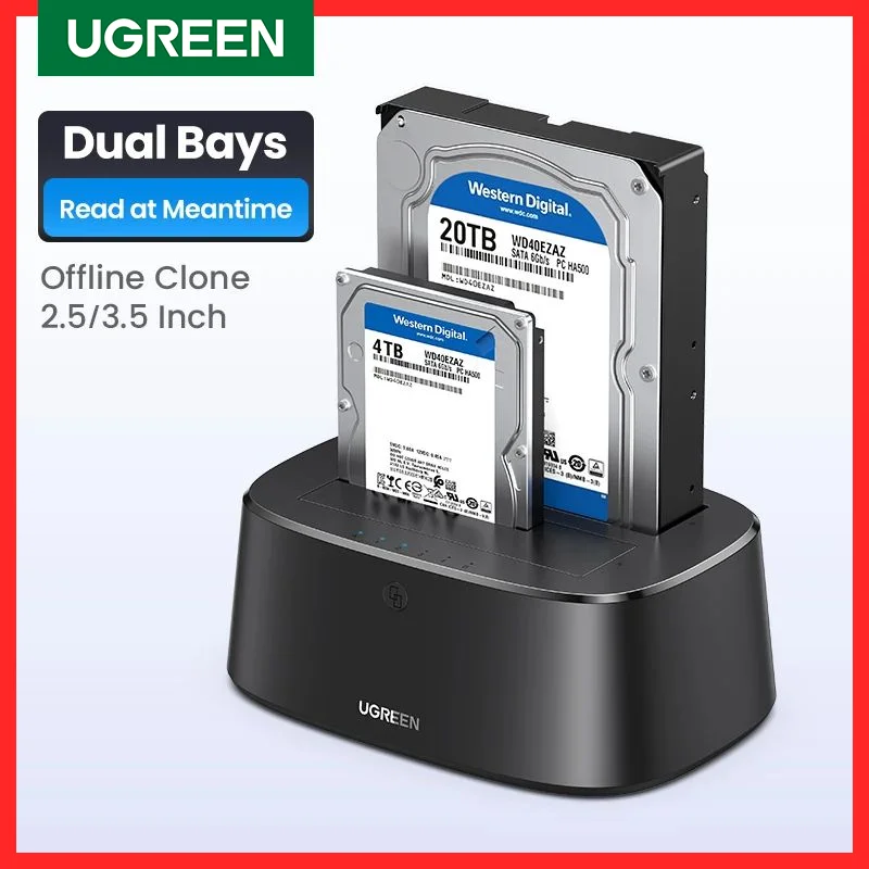 UGREEN-HDD 도킹 스테이션 sata-usb 3.0 어댑터 2.5 3.5 SSD 디스크 케이스 HDD 박스 도크, 하드 드라이브 인클로저 도킹 스테이션