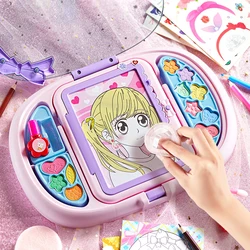 Conjunto de prancheta colorida para meninas, prancheta, pintura, brinquedo de maquiagem, multi-função, levou cosméticos mala, presentes de aniversário