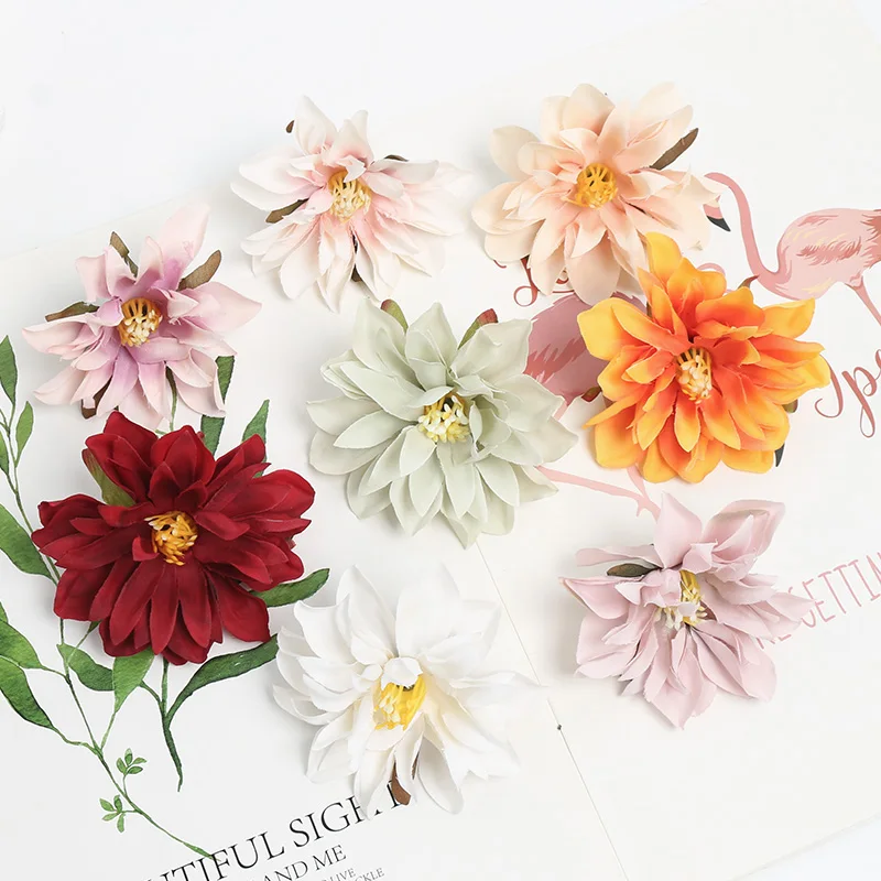 5/10/20Pcs 7cm Dahlia Flower Heads Artificial Flower for Home Decor Wedding Party Wreath Silk Dahlia Crafts Gift Accessory