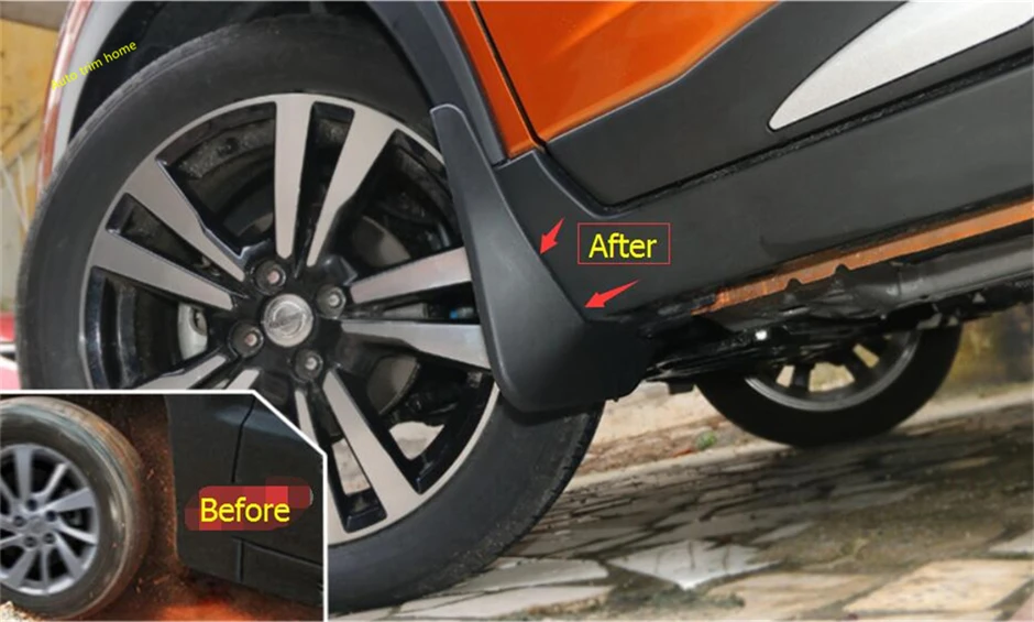 Lapetus Front + Rear Mud Guard Mudguards Splash Flaps Cover Kit Fit For Nissan Kicks 2016 2017 2018 2019 2020 2021 Plastic