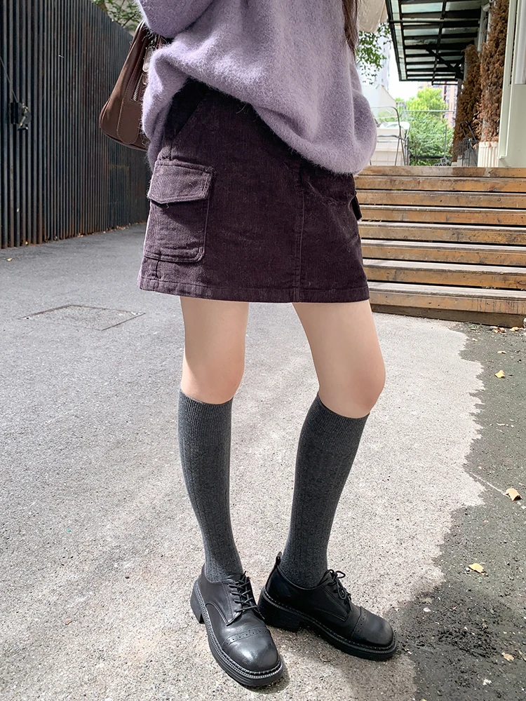 

Женская вельветовая юбка А-силуэта с высокой талией, новинка весенней коллекции, повседневная, из хлопка, прямого кроя