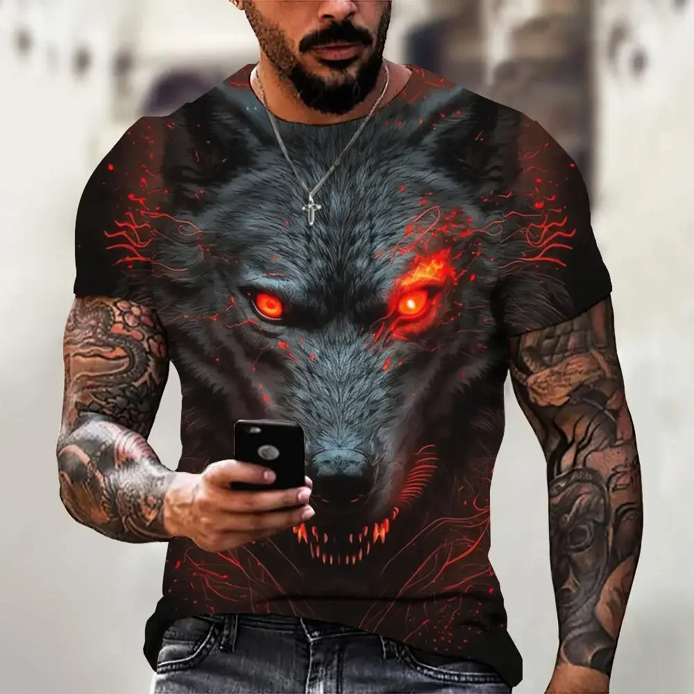 Wolf T-Shirt 3d Digital Animal Print Graphic camisa hombre Causal Tees Short Sleeves Comfortable Pullover Tops Men\'s Clothing