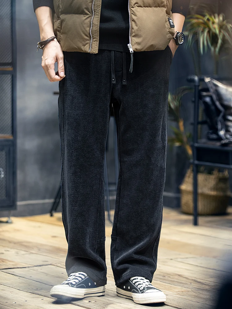 Winter Men's Straight Leg Sweatpants Large Size Casual Sporty Loose Fit Long Trousers Trendy Brand New 2026 Youth Active Style