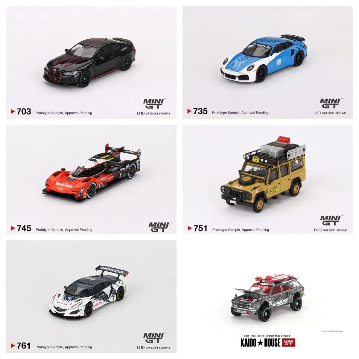 

Модель автомобиля MINIGT 1:64 Honda NSX GT3 EVO AlphaTauri Yuki Tsunoda 2023 модель Datsun KHMG121 Литые украшения коллекция из сплава