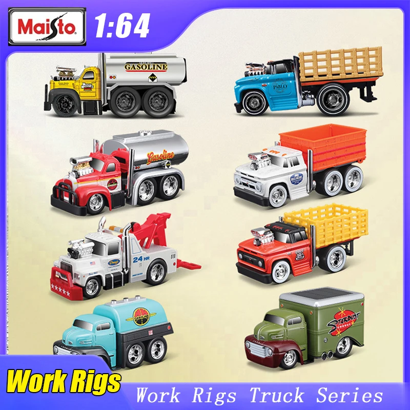 

1:64 Work Rigs Truck Series Maisto Muscle Machines Chevrolet Ford Box Truck Fuel Truck Alloy educational Toys Car Model Gift