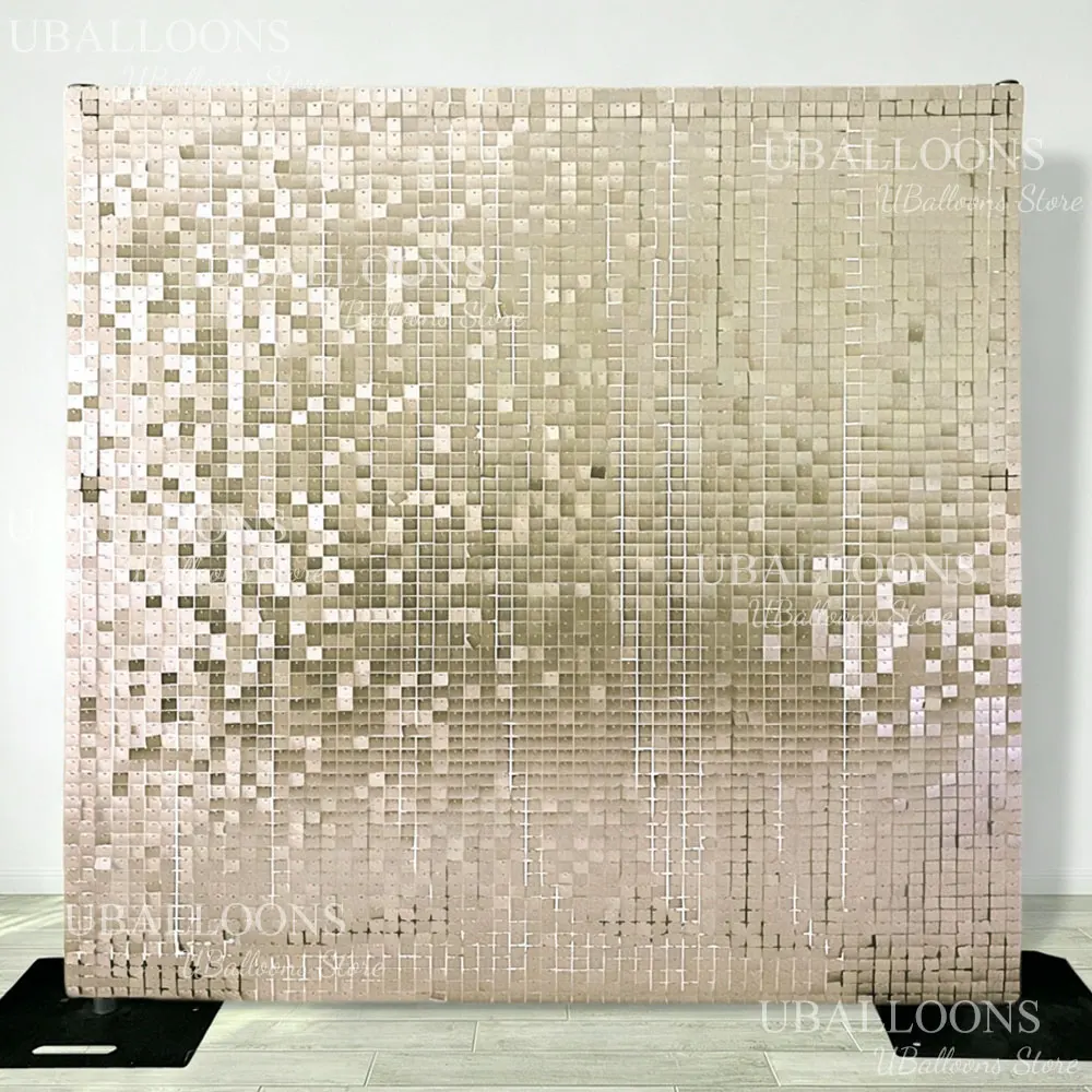 49pcs Champagne Gold Shimmer Wall Panels 7x7FT Matte Beige Gold Sequins Backdrop Panels for Wedding Baby Shower Birthday Decor