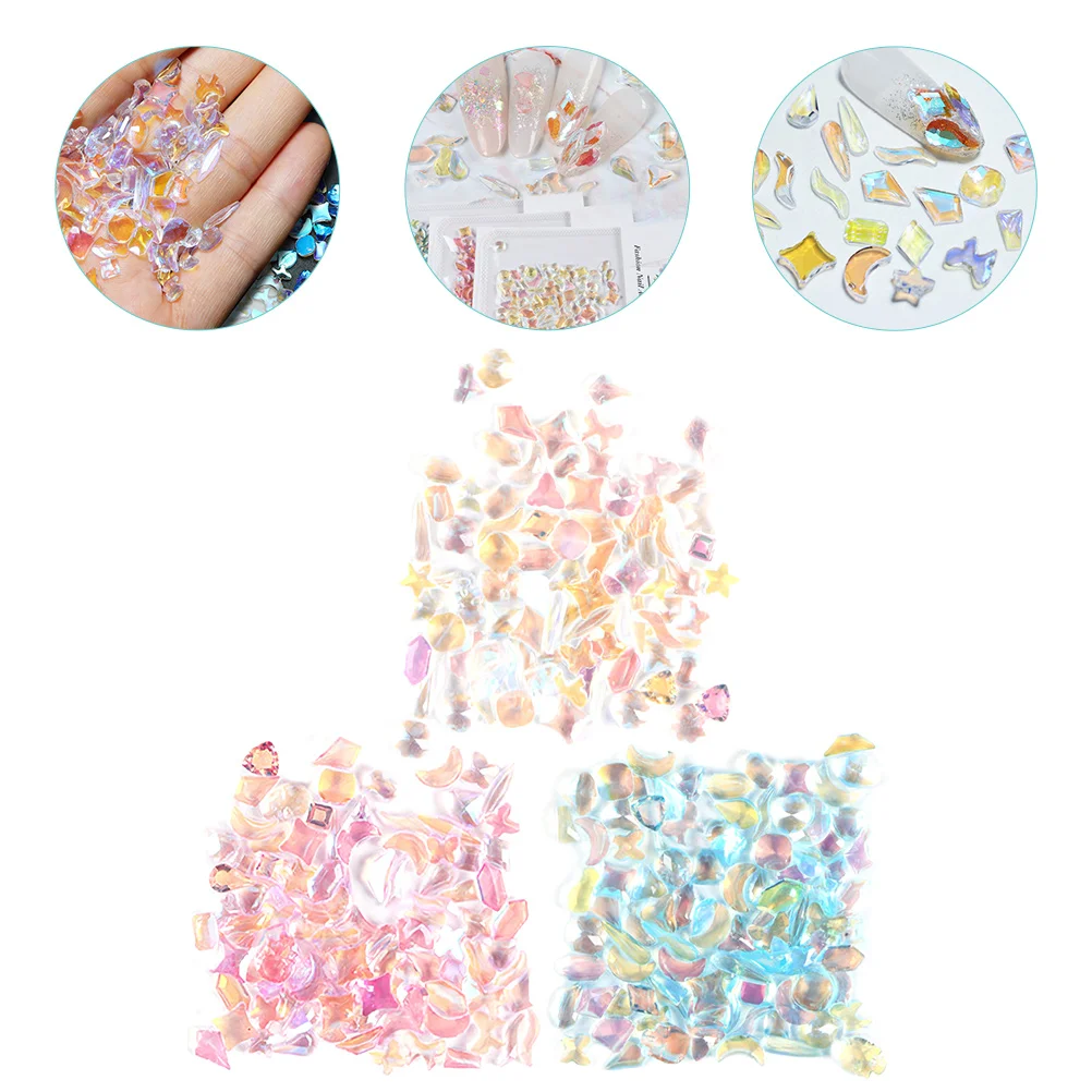 

3 Bags Resin Drill Decorative Charms Rhinestones Eye-Catching Art Accessories Sparkling DIY Craft Decorations For Phone Case