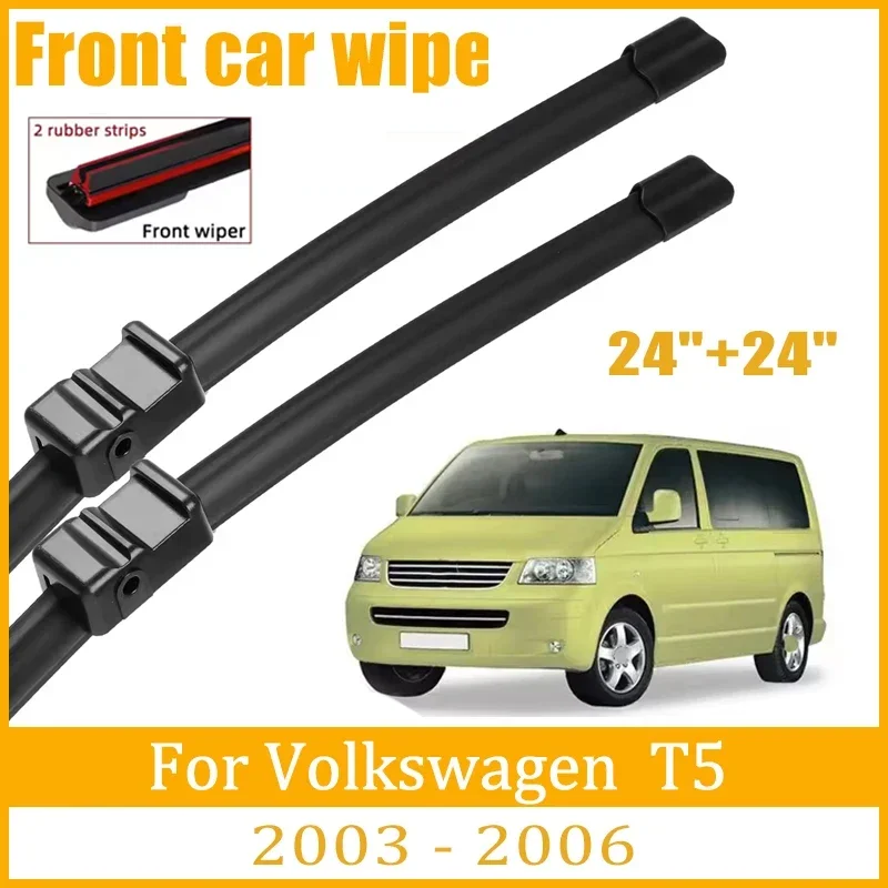 

For Volkswagen Caravelle Transporter T5 2003-2006 Wiper Front Wiper Blades Windshield Windscreen Window Brush 24"+24"