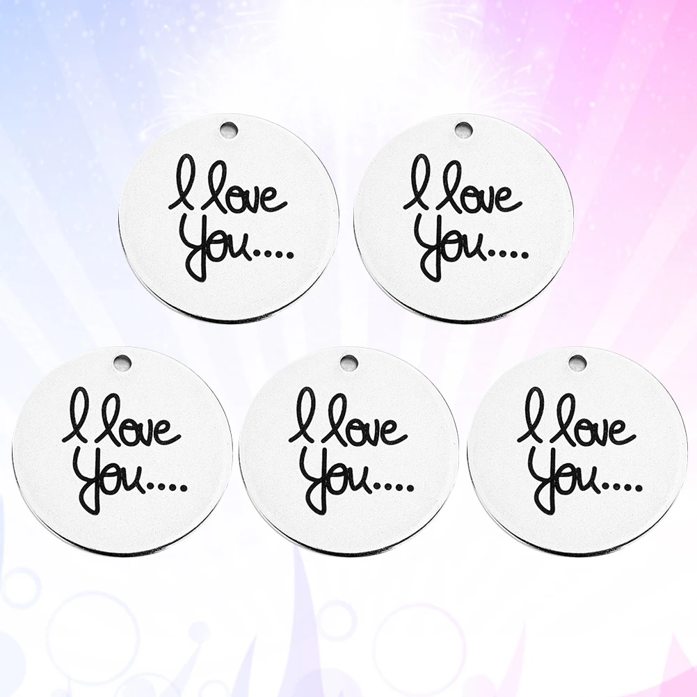 

5pcs Letter Pendants Stainless Steel DIY Necklace Bracelet Earrings Accessories I Love You Charm Jewelry Making