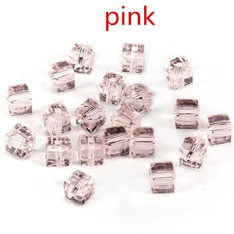 2MM/6MM/8MM Crystal Glass Beads Accessories For Jewelry Making, Square Shape Crystal Cube Glass Beads