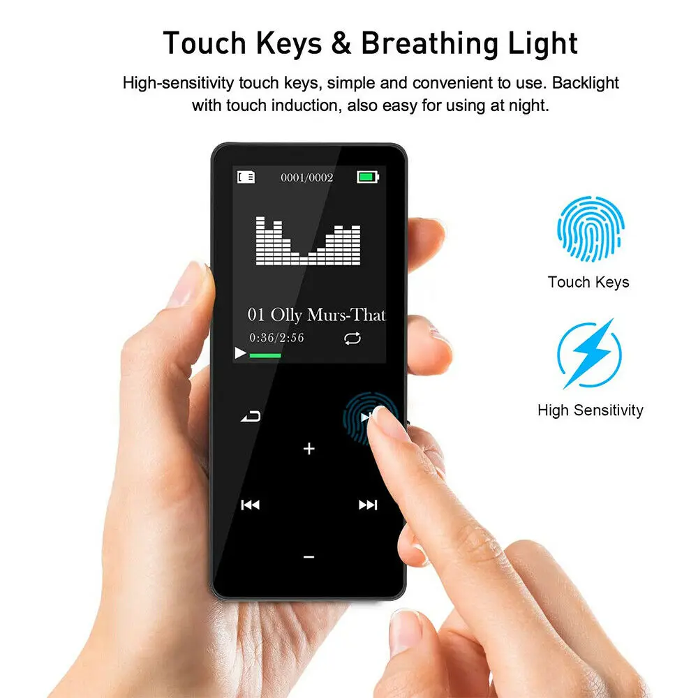 Многофункциональный MP3-плеер Bluetooth-музыкальный плеер Hi-Fi-динамик Встроенный микрофон 2,4-дюймовый экран Портативный Walkman USB-зарядка