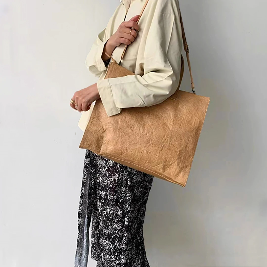 Draagtas Dames Waterdicht Kraftpapier Lichtgewicht Crossbody Tas Commuter Handtassen Vintage Schoudertassen Boodschappentassen Dames