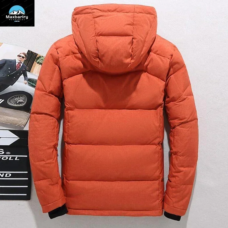 Chaqueta de plumón de pato blanco para hombre, Parkas de lujo con capucha, abrigo de nieve acolchado grueso y cálido para exteriores, ropa de talla