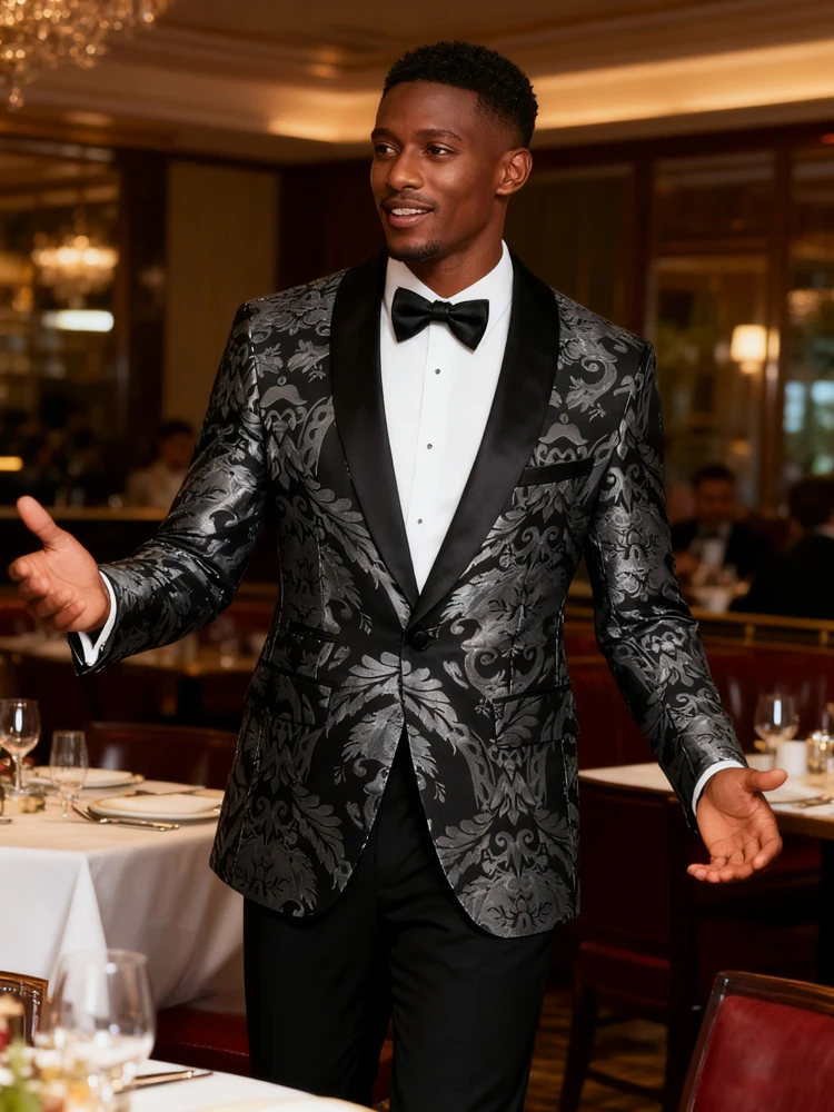 

Men's single-piece top, sports coat and sports jacket, shawl lapel single-button slim-fitting long-sleeved jacket, evening dress