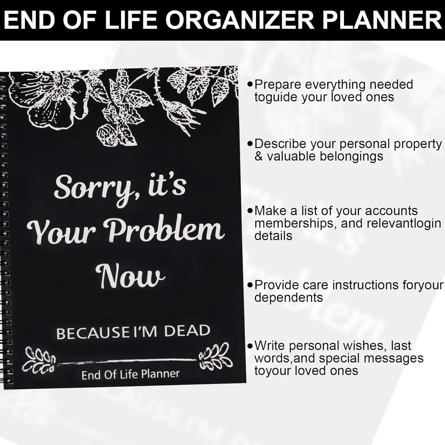 1pcCreative Notebook Simple End of Life Planner Notepad for Recording Final Wishes and End-of-life Arrangements Emergency Binder