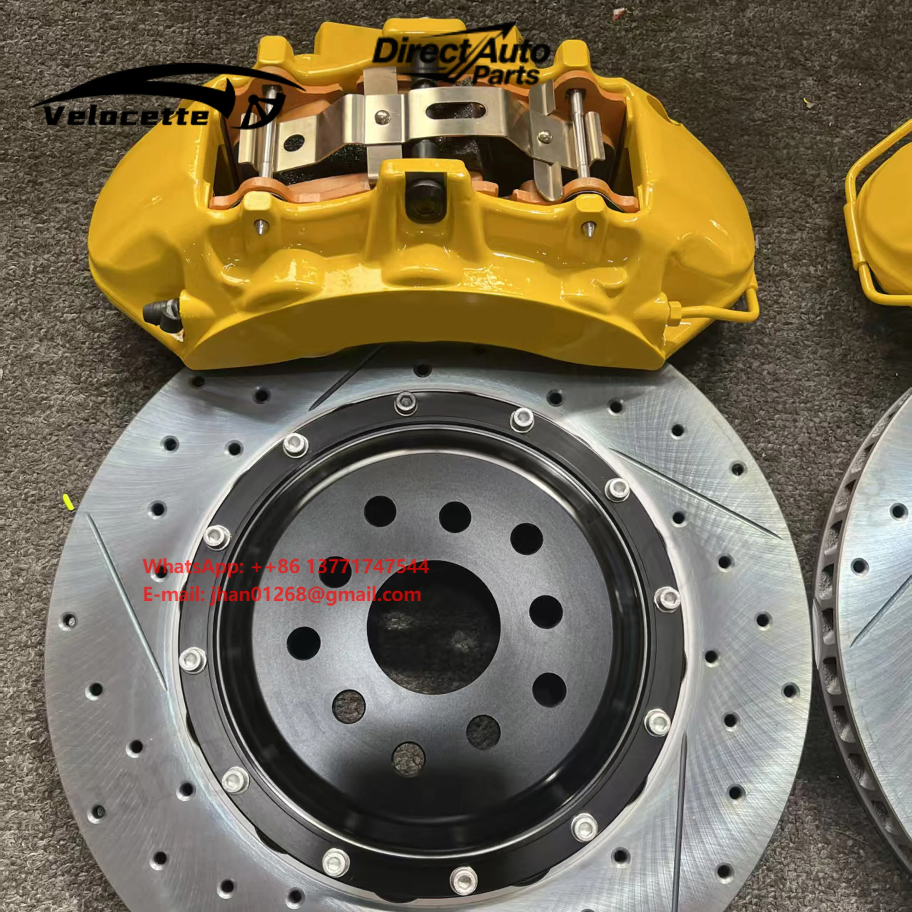 Custom Yellow 6 Piston Brake Calipers with Custom 355mm Brake Rotors for Subaru WRX STI Isuzu D Max benz W207 E46 E92 M3 E90