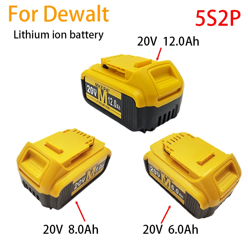 Batterie de rechange pour outil électrique, 20V, 12Ah, compatible avec DeWalt DCB112, DCB184, DCB200, DCB201, avec chargeur