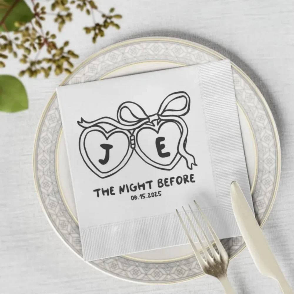 Individuell bedruckte Hochzeitsservietten – personalisierte Hochzeitsservietten für Braut und Bräutigam – Cocktail-Hochzeitsservietten – Mittagessen-Hochzeitsserviette