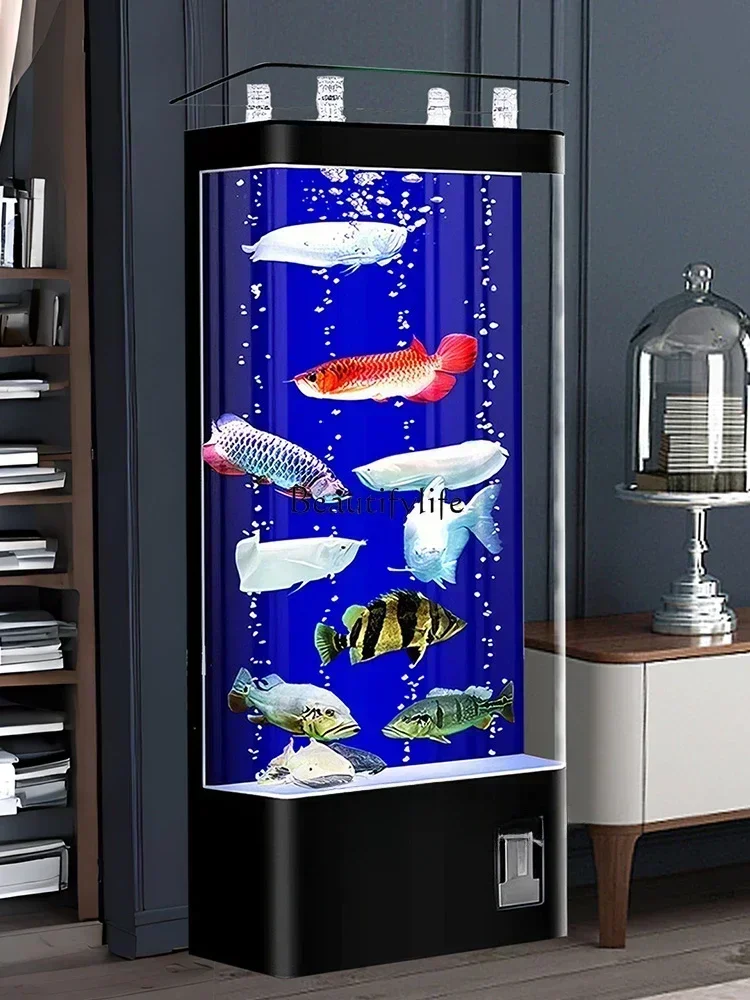 

z.FG28Living Room TV Cabinet Floor-Standing Square Aquarium Back Filter Household Fish Globe