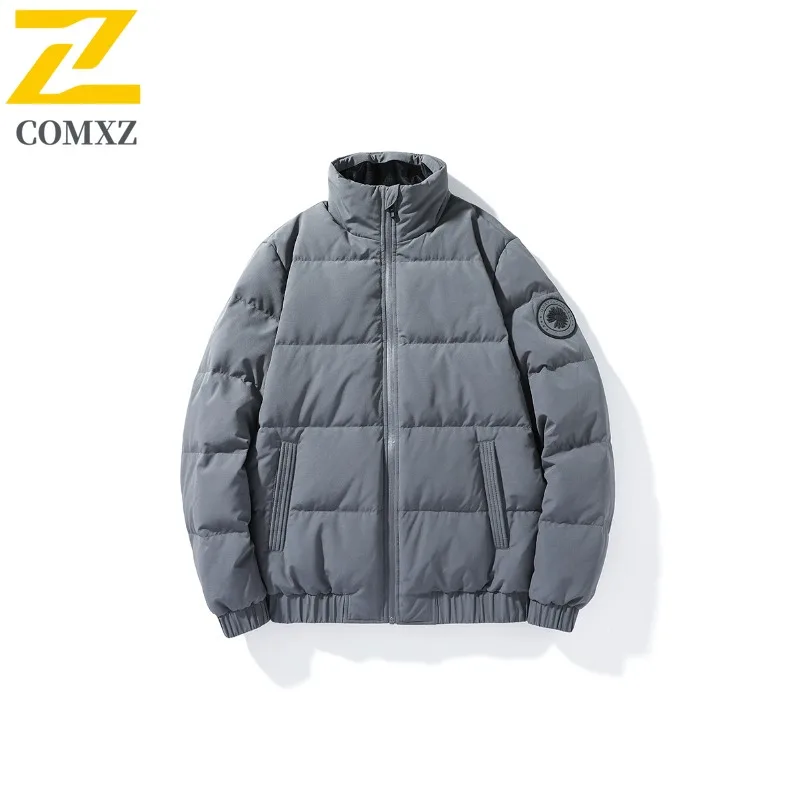 COMXZ Autumn Winter New Fashion Men Stand Collar Coat Lightweight Down Jacket Casual Versatile White Duck Down Thickened Thermal