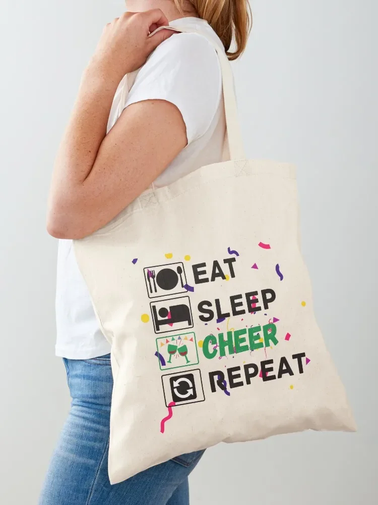 eat sleep cheer repeat Tote Bag canvas tote bags bags luxury women eco bag folding cute tote bag