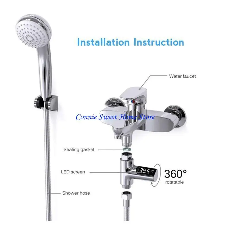 

LXAF 360 Degree Rotatable LED Display Home Shower Thermometer Anti-leaking Baby Showe