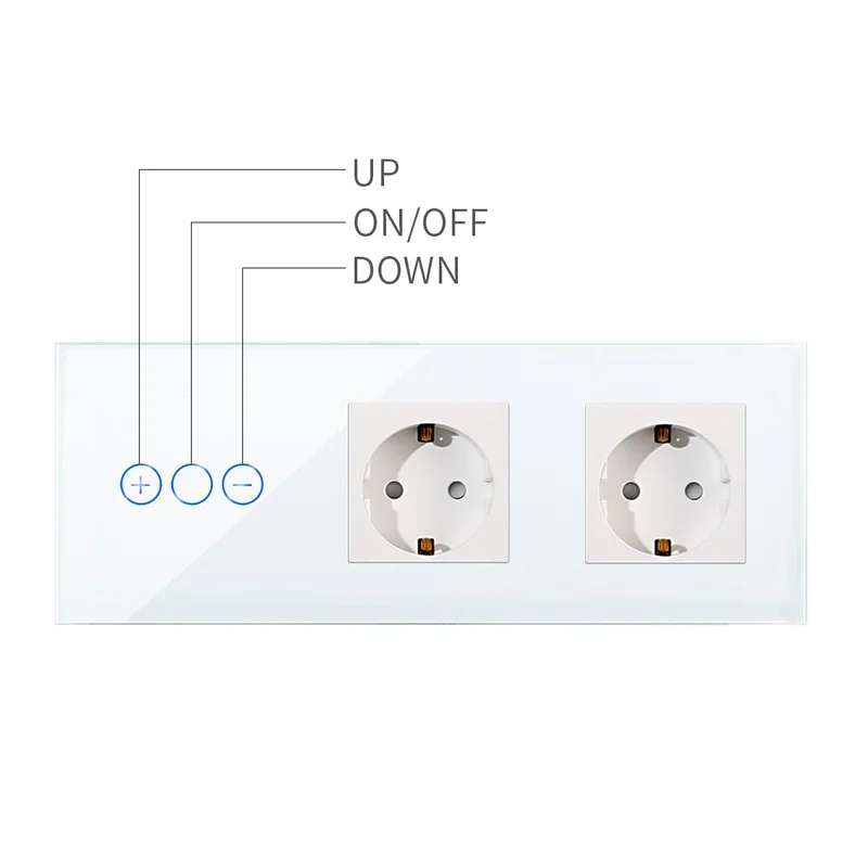 Imagem -03 - Bingoelec 3gang 1way Dimmer Led Interruptores de Luz com Padrão da ue Parede Dupla Soquetes de Parede Cristal Regulável Interruptores de Toque