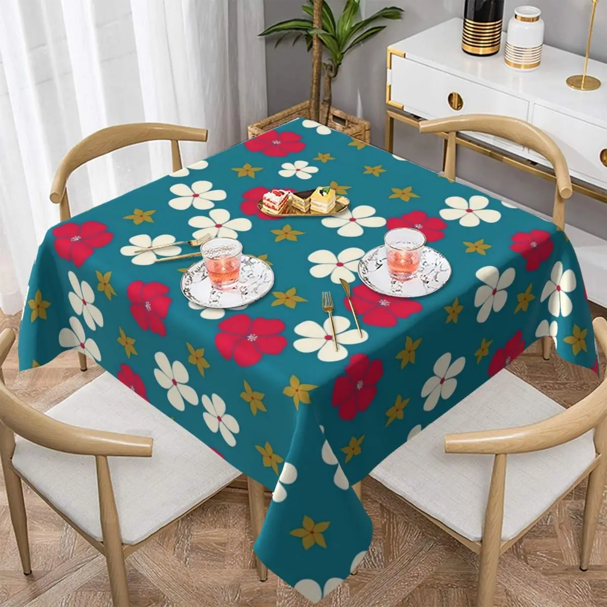 Ditsy Floral Tablecloth Red And White Outdoor Table Cloth Fashion Wedding Birthday Party Pattern Table Cover Decoration