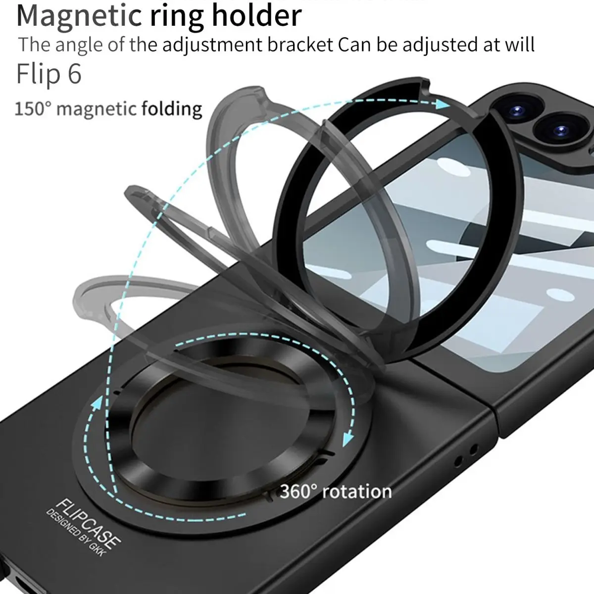 Suitable for Samsung Z Flip7 ultra-thin all inclusive shell film magnetic rotating bracket fashionable phone case