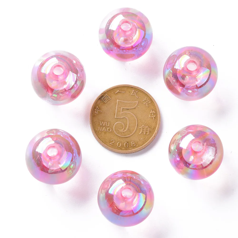 PandaHall 220 Stück AB-beschichtete transparente Acryl-Rundperlen, 16mm Mehrfarbige Schillernde Oberfläche für DIY Armband Schmuck Basteln – Detail 20