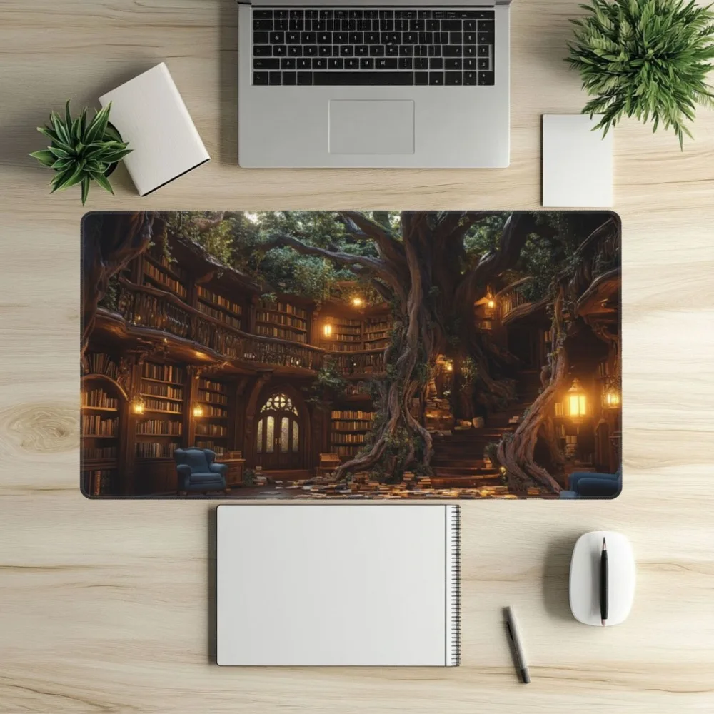 Magic Library Forest Theme Mouse Pad - Perfect for use in home offices, for writing and reading tapis de sourispc accessories