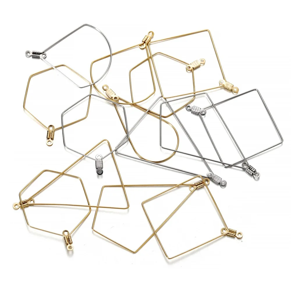 Cross-border Hot Selling Stainless Steel Earrings Earrings Geometric Shape Drops Triangle Square Diy Handmade Accessories