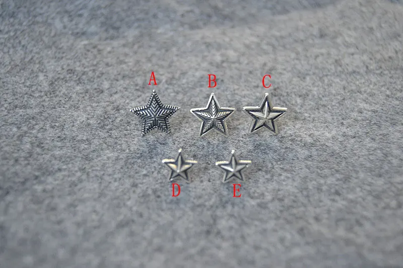 Punk style sterling silver Pentagram earrings female personality retro Japanese and Korean trend star earrings men's single anti