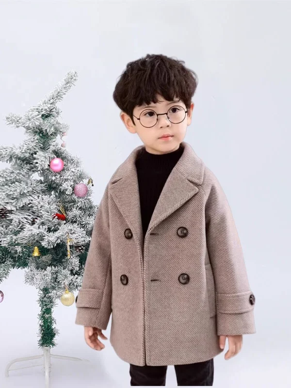 

Шерстяное пальто для детей-подростков, школьная детская ветрозащитная уличная куртка, От 3 до 11 лет, корейское толстое теплое зимнее шерстяное пальто для мальчиков