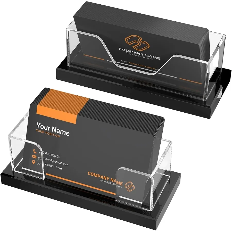 LUGUNU حامل بطاقة الأعمال للمكتب 2 حزمة حامل عرض بطاقة أكريليك شفاف يحمل 100 بطاقة منظم سطح المكتب المكتبي 4.5x1.9x1 #1