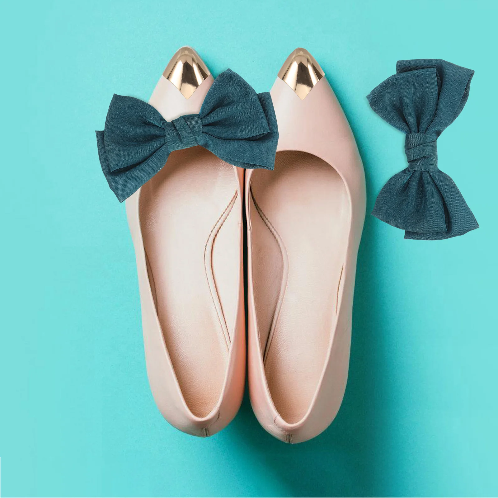 

1 Pair Detachable Bow Shoe Buckles Vintage Wedding Bridal Clips Elegant Satin Accessories For Heels Pumps Flats Party