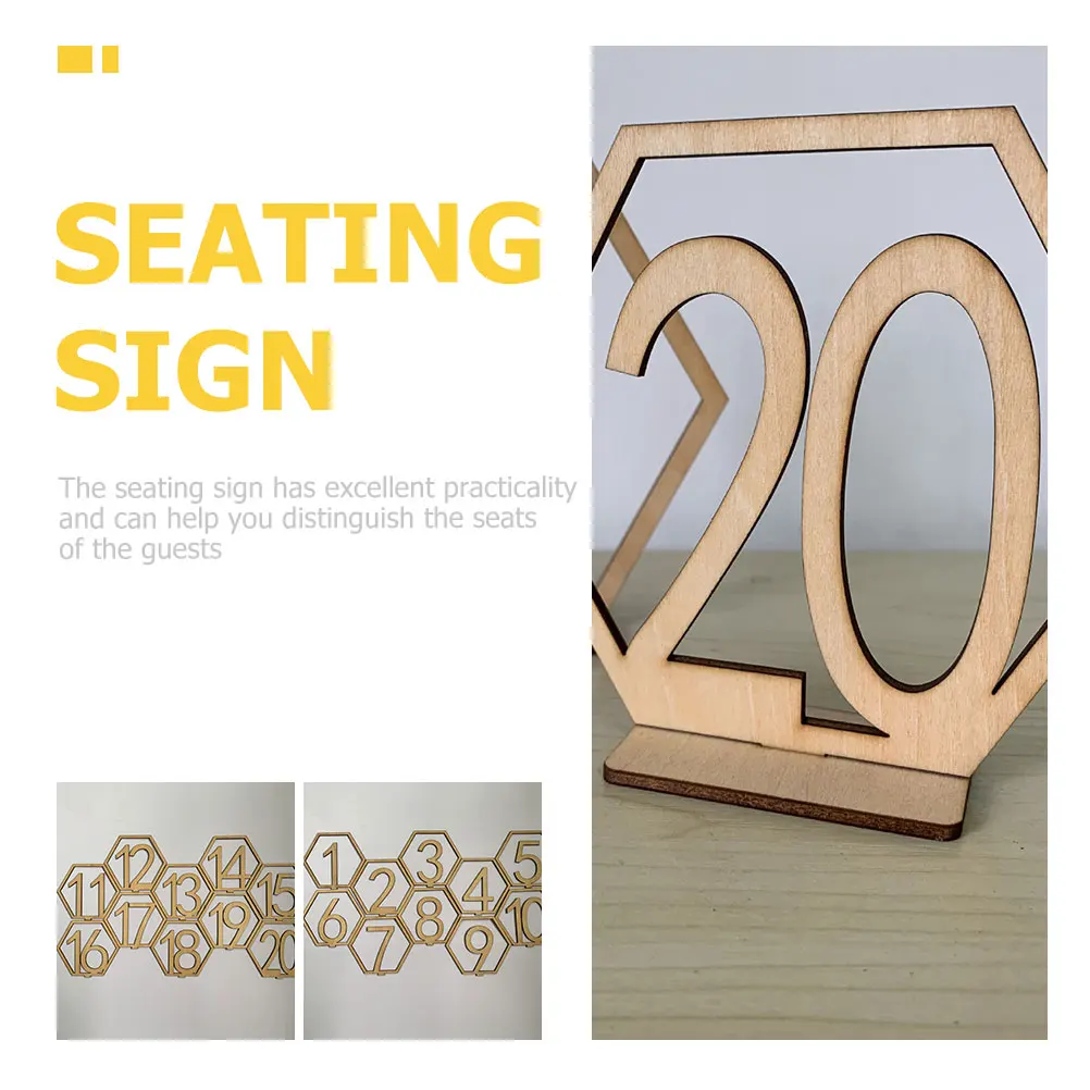 

20Pcs Wooden Table Numbers Hexagonal Shape Material Banquet Restaurant Cafe Bar Numbers 1 30 Seating Signs