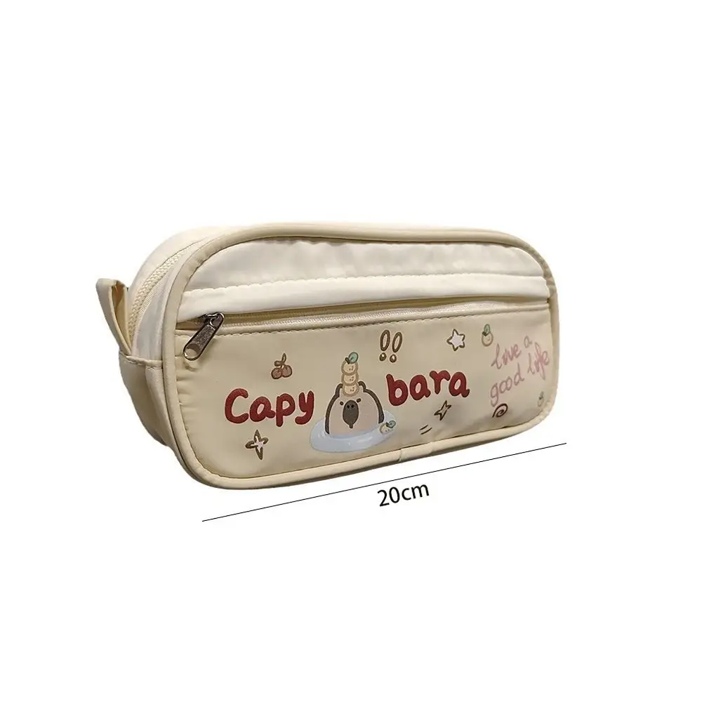 with Drawstring Pencil Case Capybara Cat Large Capacity Pen Bag Multi-functional Stationery Storage Pouch Office School Supplies