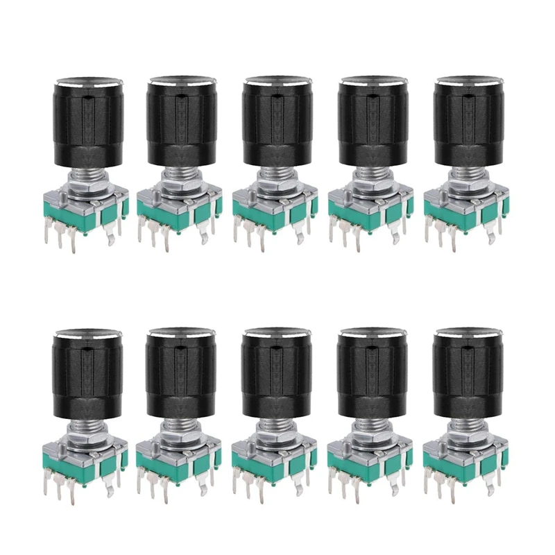 BAAJ-(7 Pin 20MM)10 PCS 360 Degree EC11 Rotary Encoder Code Switch Digital Potentiometer With Caps